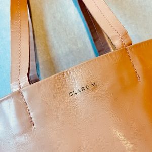❤️ RARE CLARE V. VIVIER MICK MINI LEATHER TOTE HANDLE STRAP BAG PINK